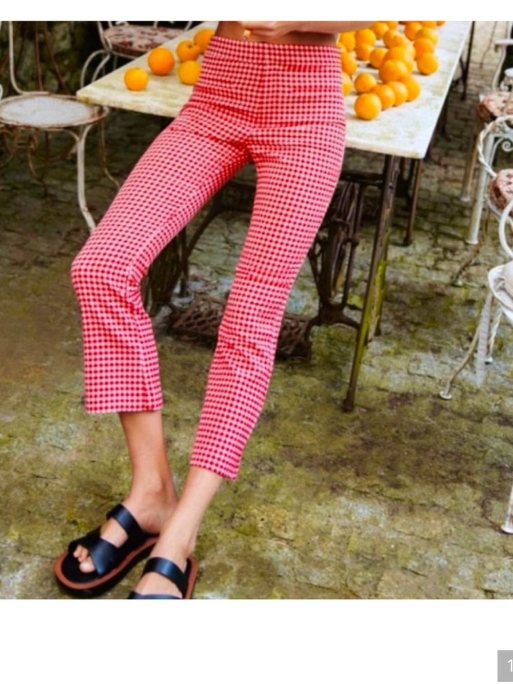Zara red and pink checkered pants